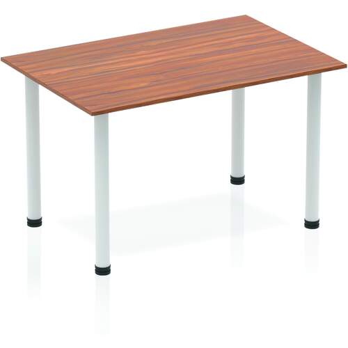 Impulse 1200mm Straight Table Walnut Top Silver Post Leg