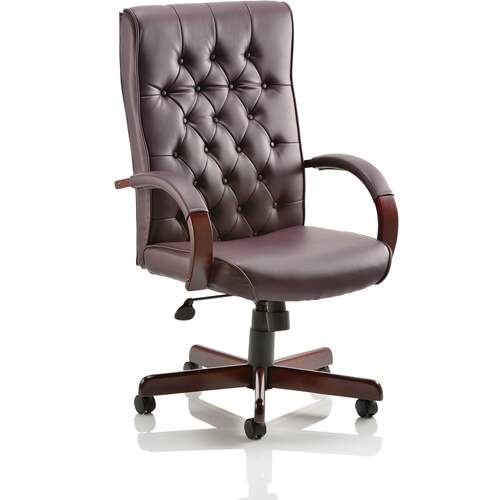 Chesterfield Executive Chair Burgundy Leather With Arms