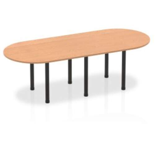 Impulse 2400mm Boardroom Table Oak Top Black Post Leg