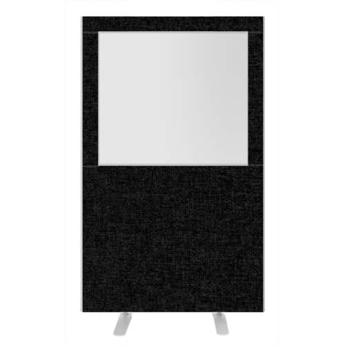 Impulse Plus Clear Half Vision 1650/1200 Floor Free Standing Screen Black Fabric Light Grey Edges