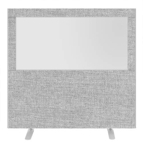 Impulse Plus Clear Half Vision 1500/1600 Floor Free Standing Screen Light Grey Fabric Light Grey Edges