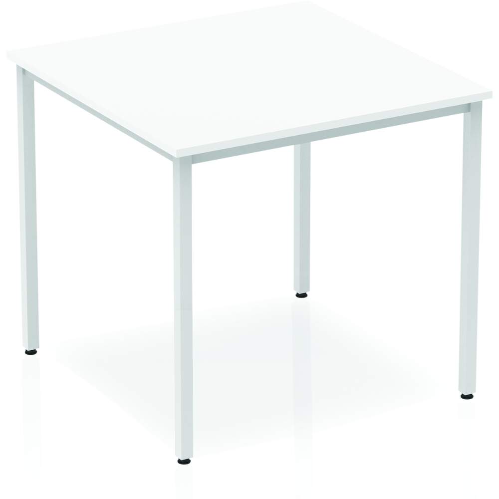 Impulse 800mm Straight Table White Top Silver Box Frame Leg