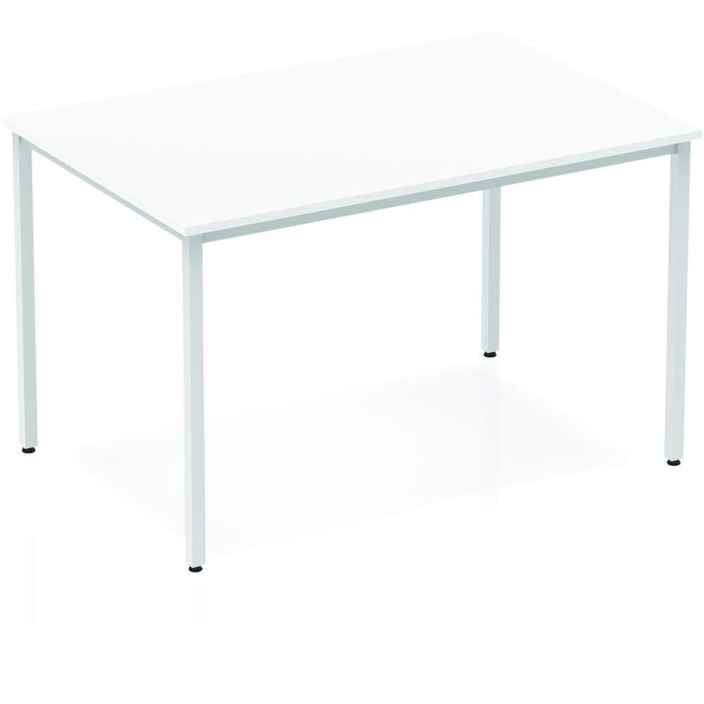 Impulse 1200mm Straight Table White Top Silver Box Frame Leg