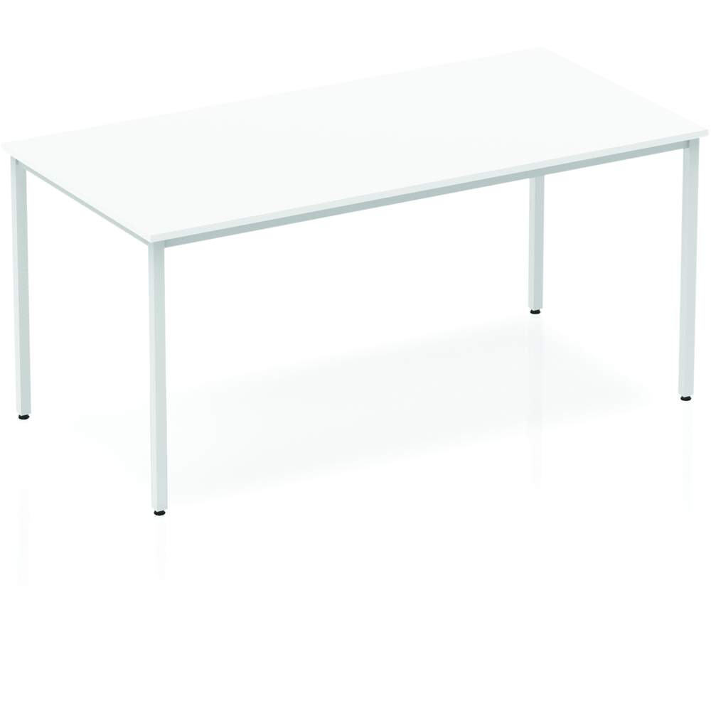 Impulse 1600mm Straight Table White Top Silver Box Frame Leg