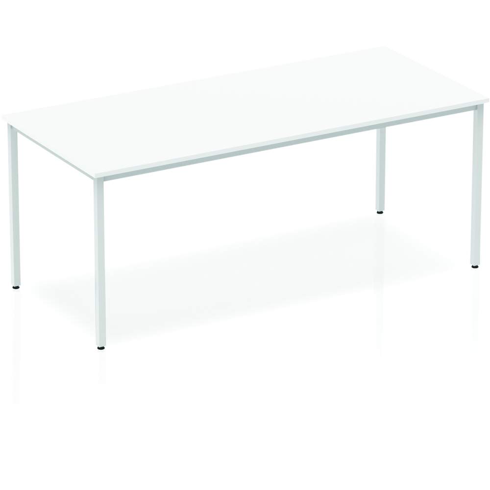 Impulse 1800mm Straight Table White Top Silver Box Frame Leg