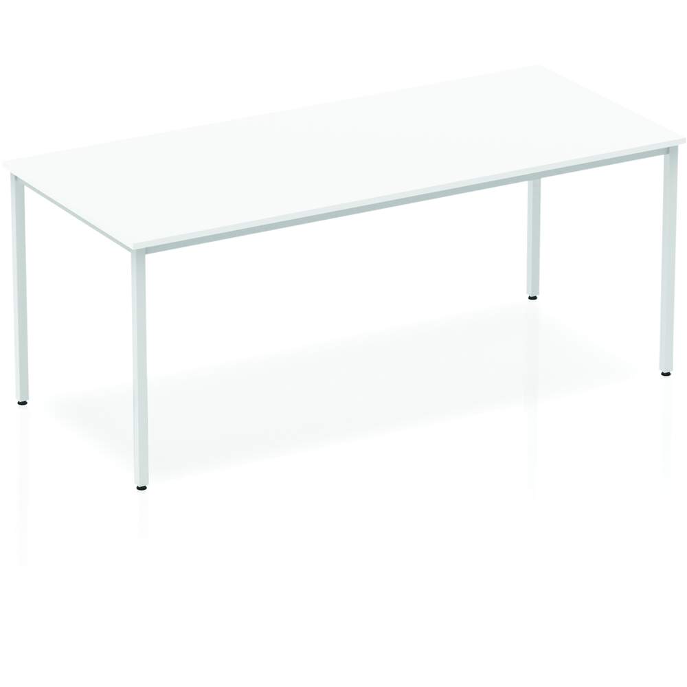 Impulse 1800mm Straight Table White Top Silver Box Frame Leg