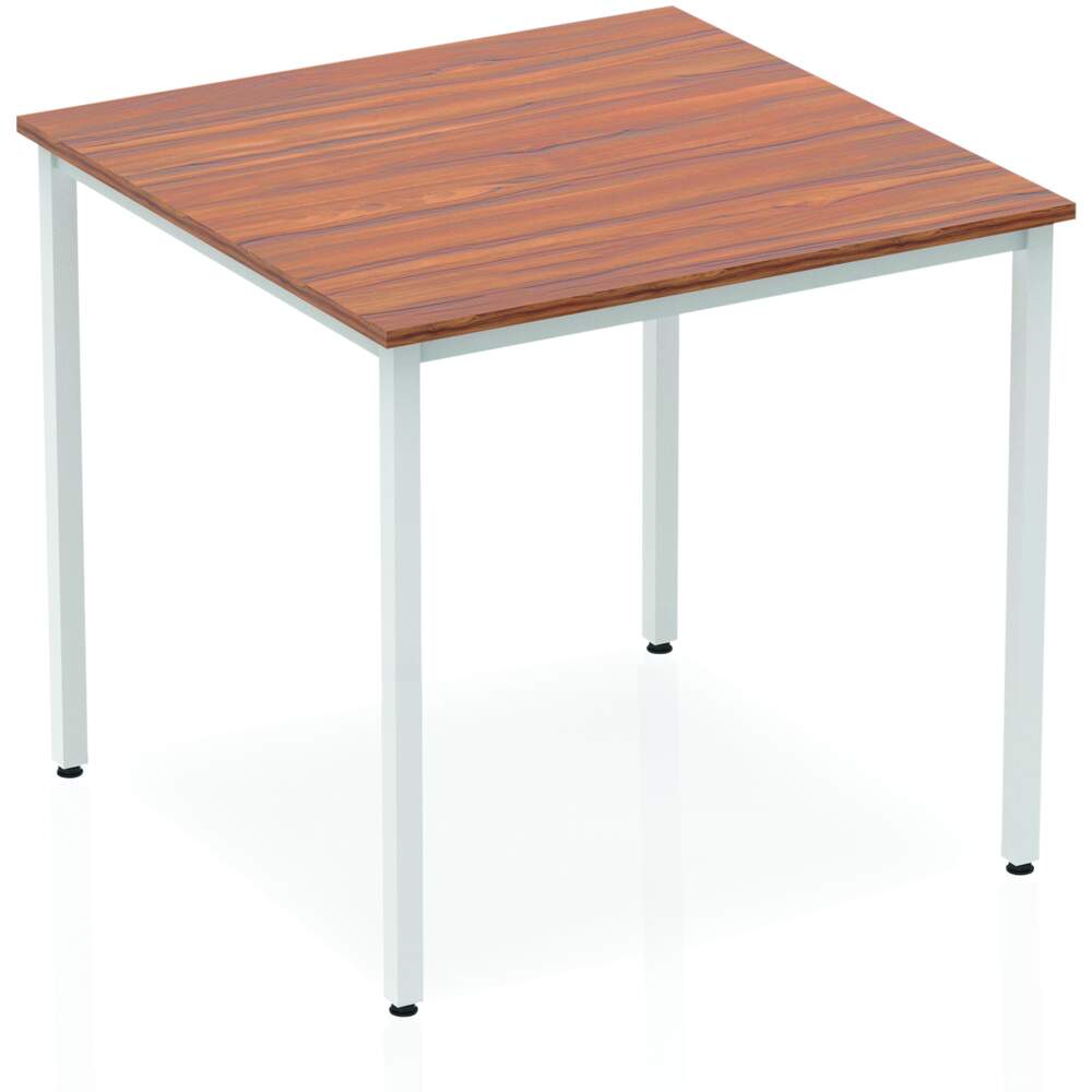 Impulse 800mm Straight Table Walnut Top Silver Box Frame Leg