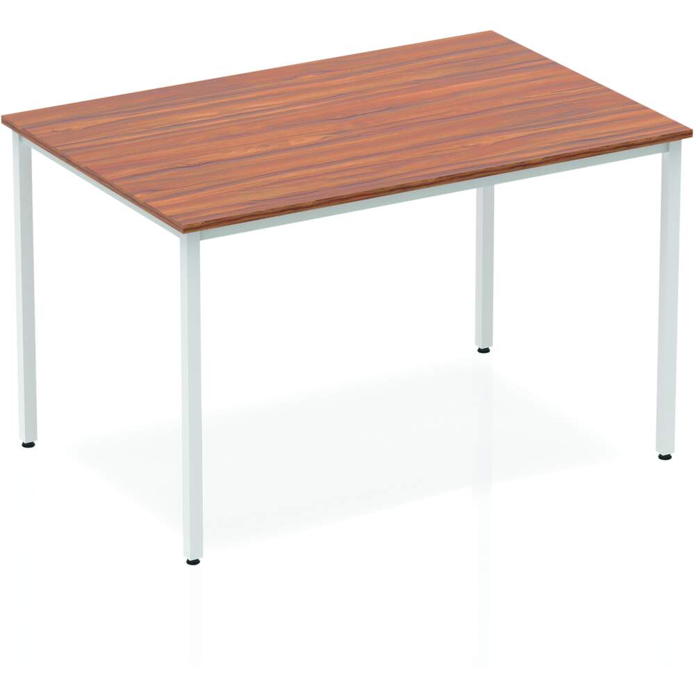 Impulse 1200mm Straight Table Walnut Top Silver Box Frame Leg