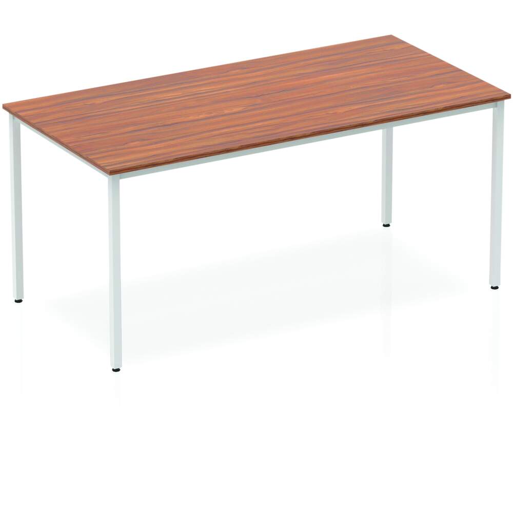 Impulse 1600mm Straight Table Walnut Top Silver Box Frame Leg