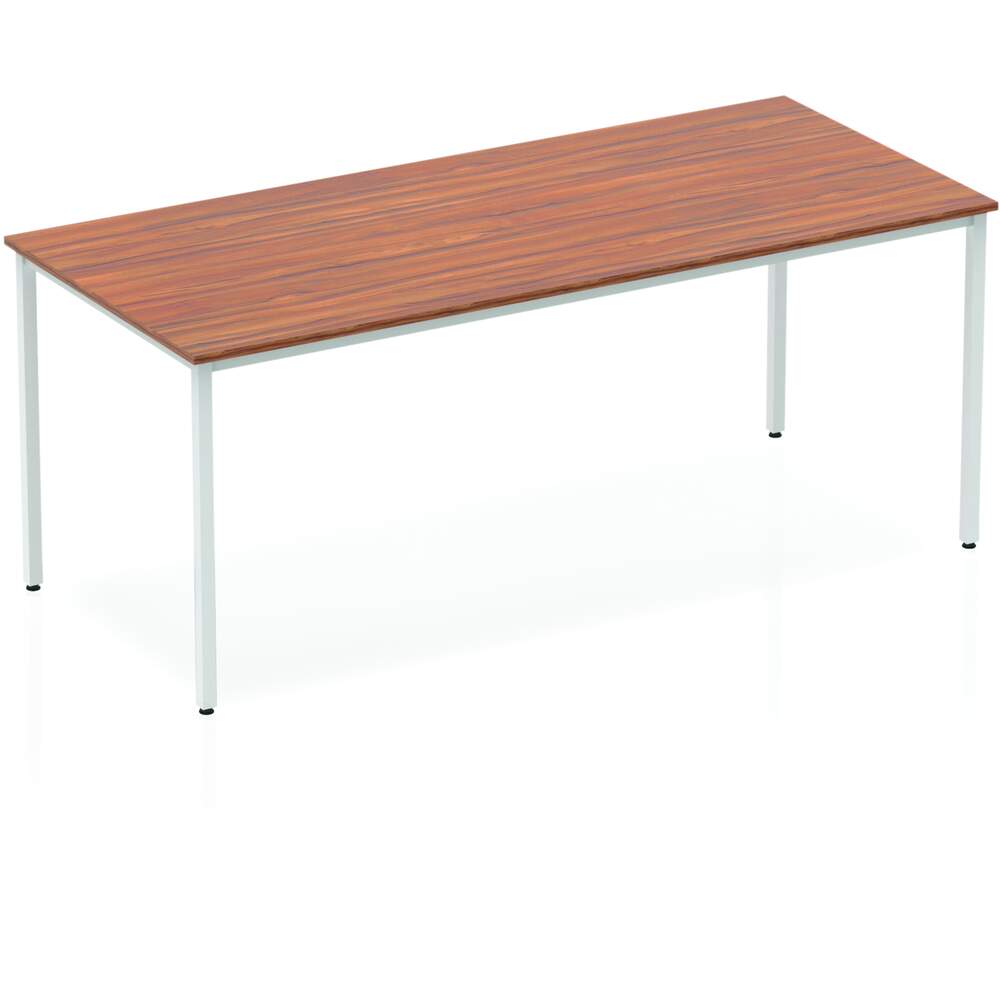 Impulse 1800mm Straight Table Walnut Top Silver Box Frame Leg