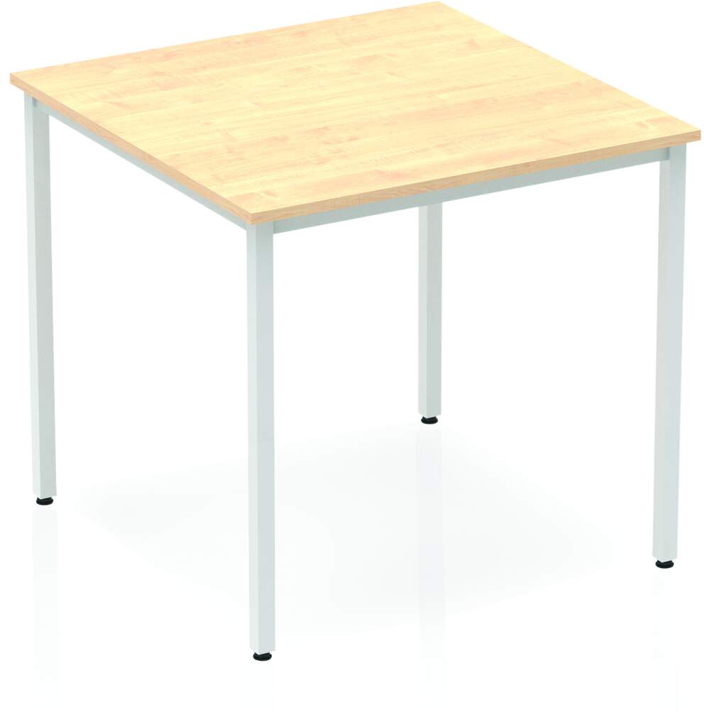 Impulse 800mm Straight Table Maple Top Silver Box Frame Leg