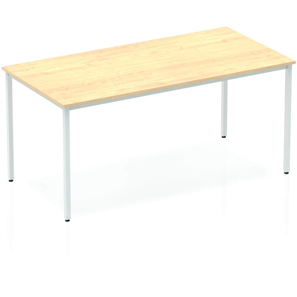 Impulse 1600mm Straight Table Maple Top Silver Box Frame Leg