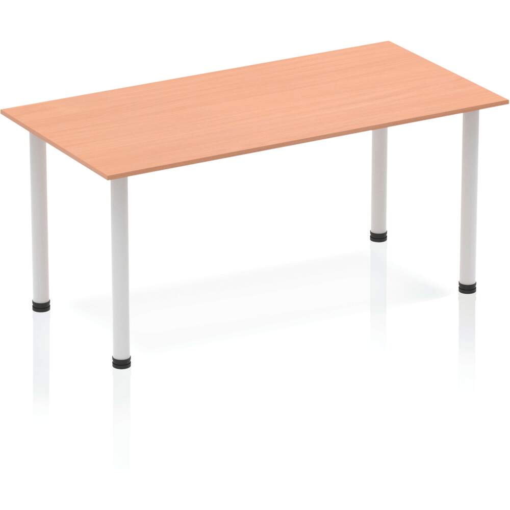 Impulse 1400mm Straight Table Beech Top Silver Post Leg