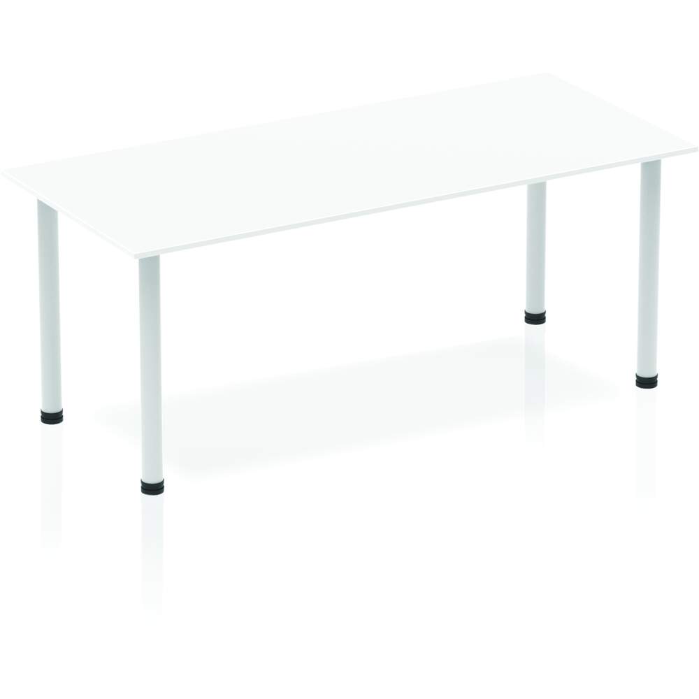 Impulse 1800mm Straight Table White Top Silver Post Leg