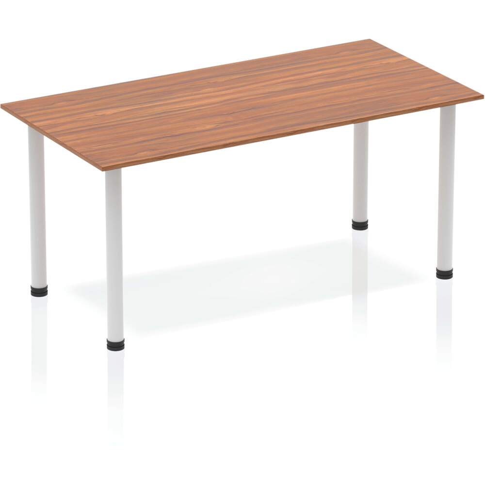 Impulse 1400mm Straight Table Walnut Top Silver Post Leg