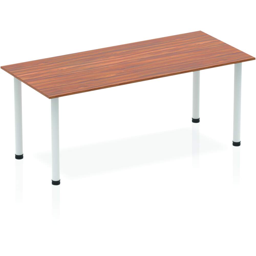 Impulse 1800mm Straight Table Walnut Top Silver Post Leg