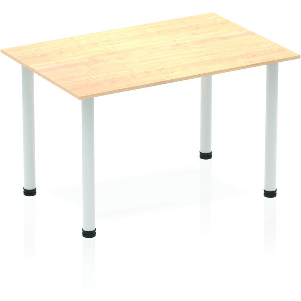 Impulse 1200mm Straight Table Maple Top Silver Post Leg