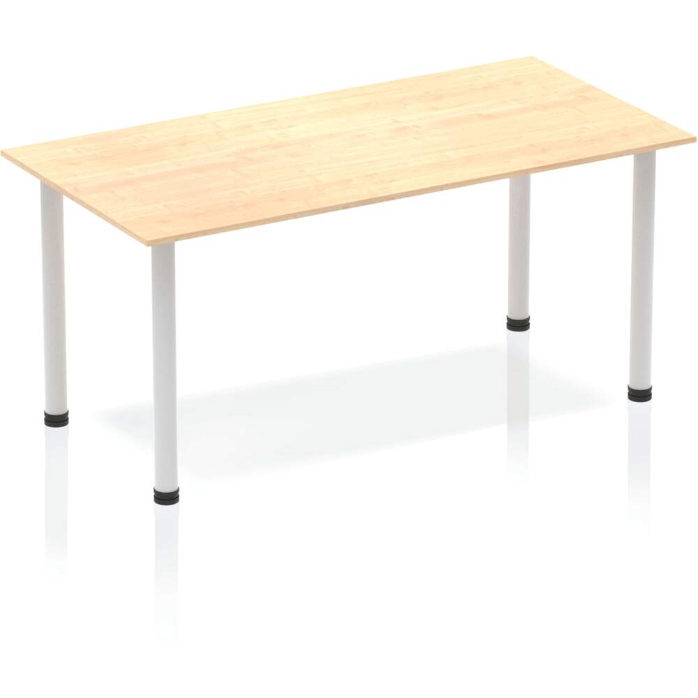 Impulse 1400mm Straight Table Maple Top Silver Post Leg