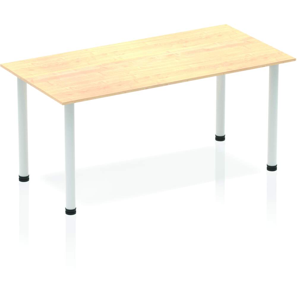 Impulse 1600mm Straight Table Maple Top Silver Post Leg