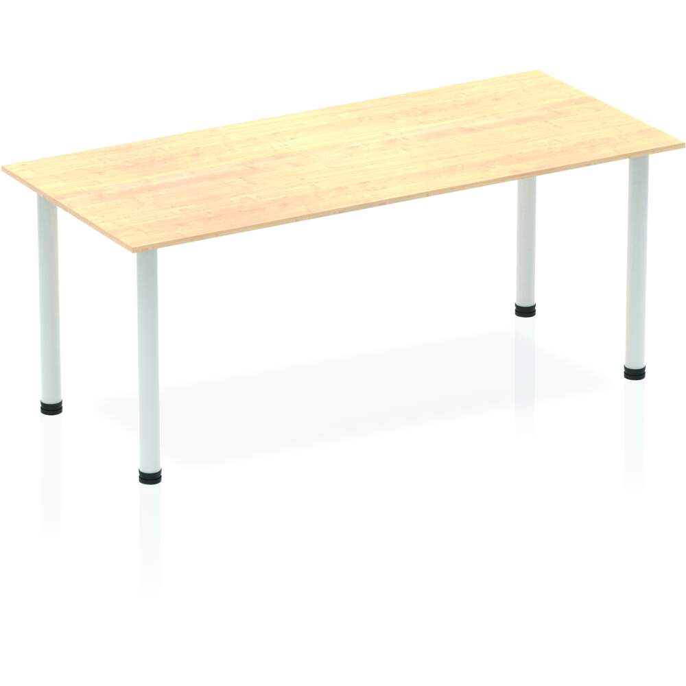 Impulse 1800mm Straight Table Maple Top Silver Post Leg