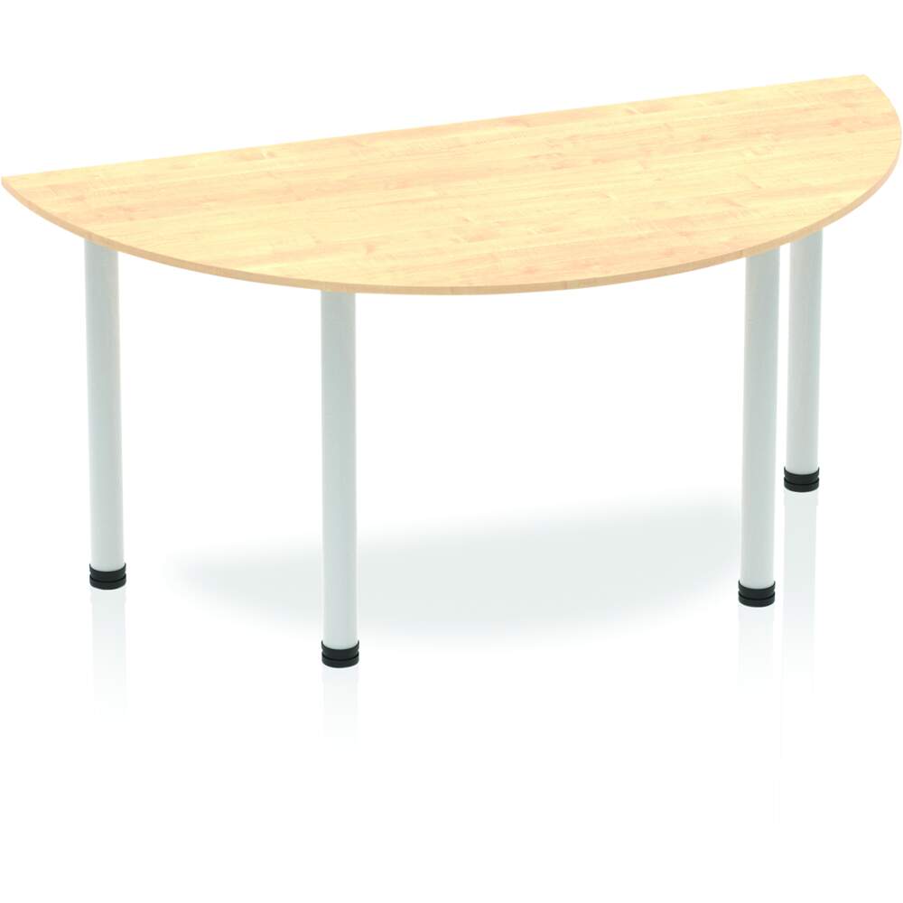 Impulse 1600mm Semi-Circle Table Maple Top Silver Post Leg