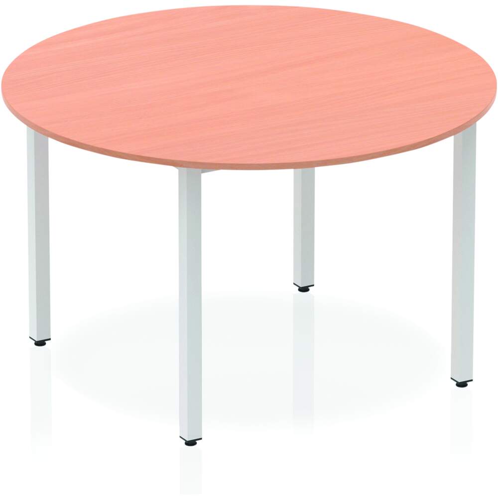 Impulse 1200mm Circle Table Beech Top Silver Box Frame Leg