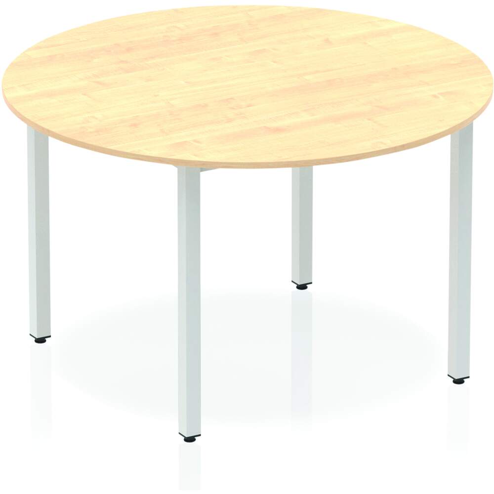 Impulse 1200mm Circle Table Maple Top Silver Box Frame Leg