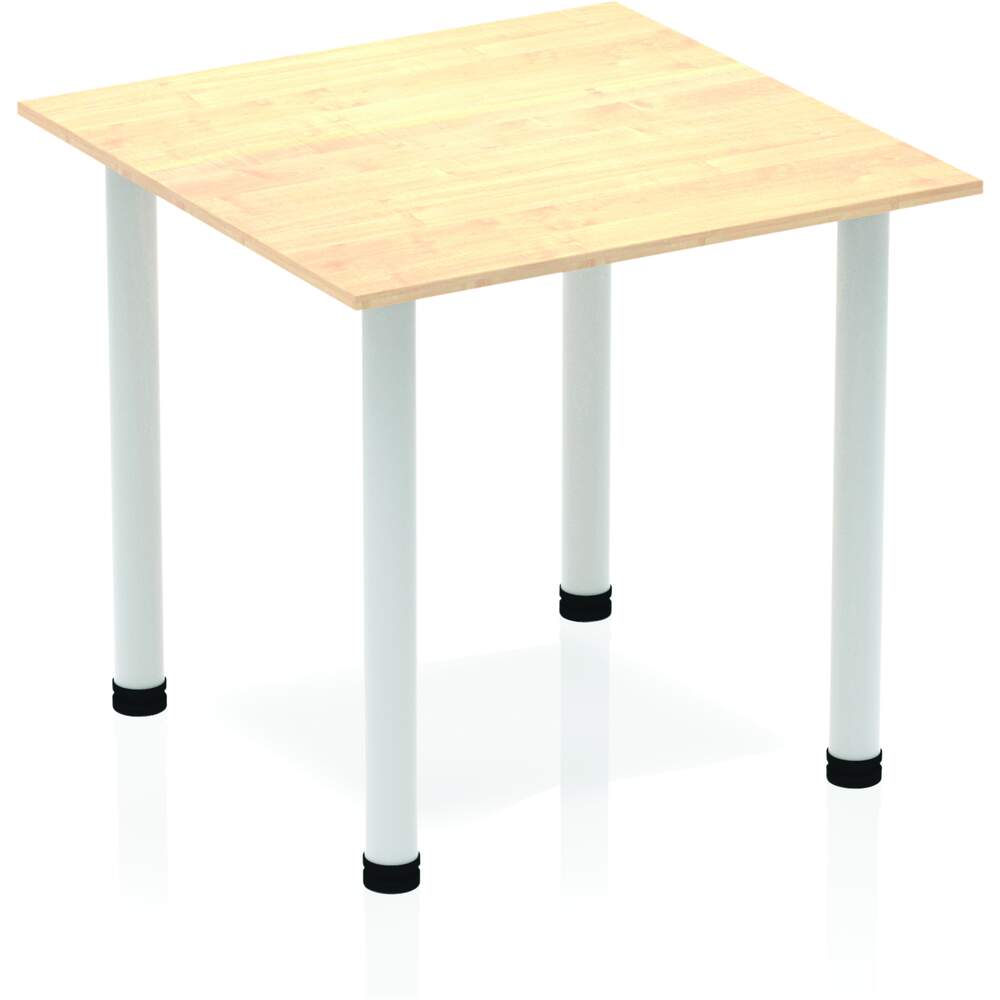 Impulse 800mm Square Table Maple Top Silver Post Leg