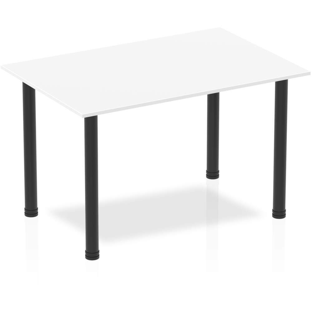 Impulse 1200mm Straight Table White Top Black Post Leg