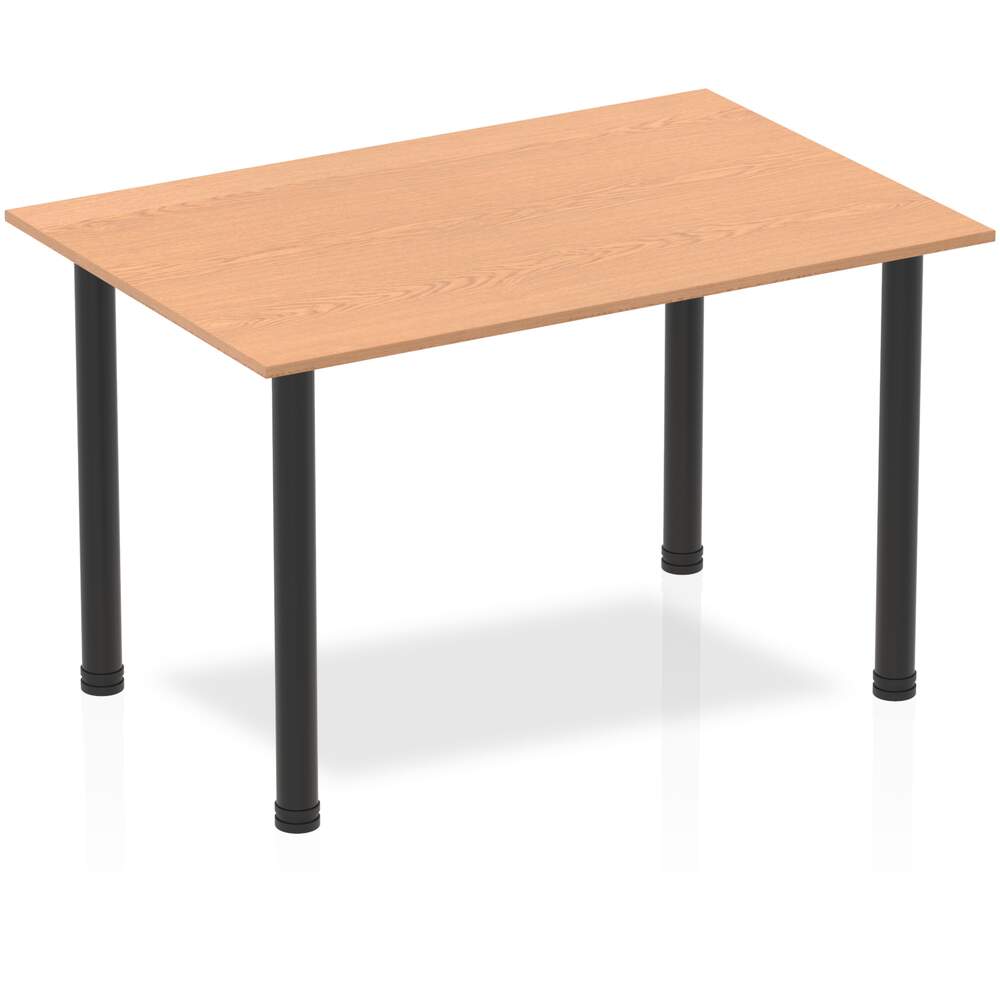 Impulse 1200mm Straight Table Oak Top Black Post Leg