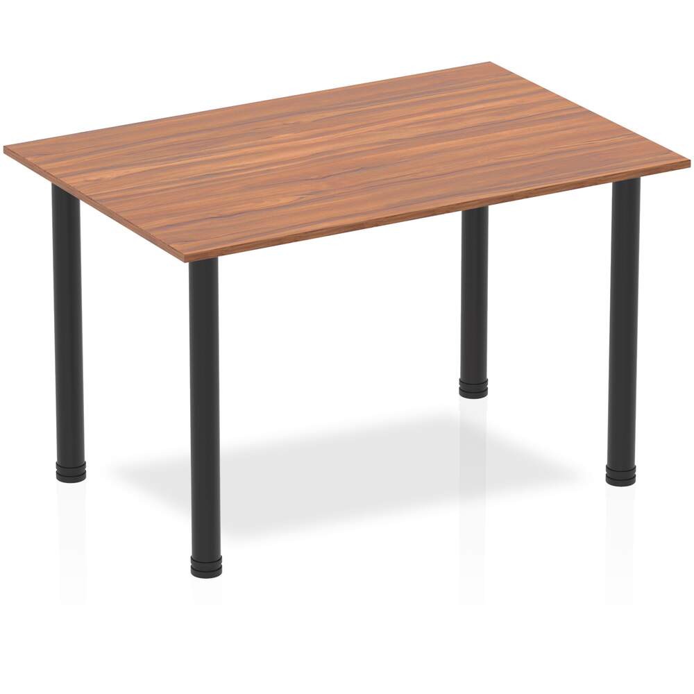 Impulse 1200mm Straight Table Walnut Top Black Post Leg