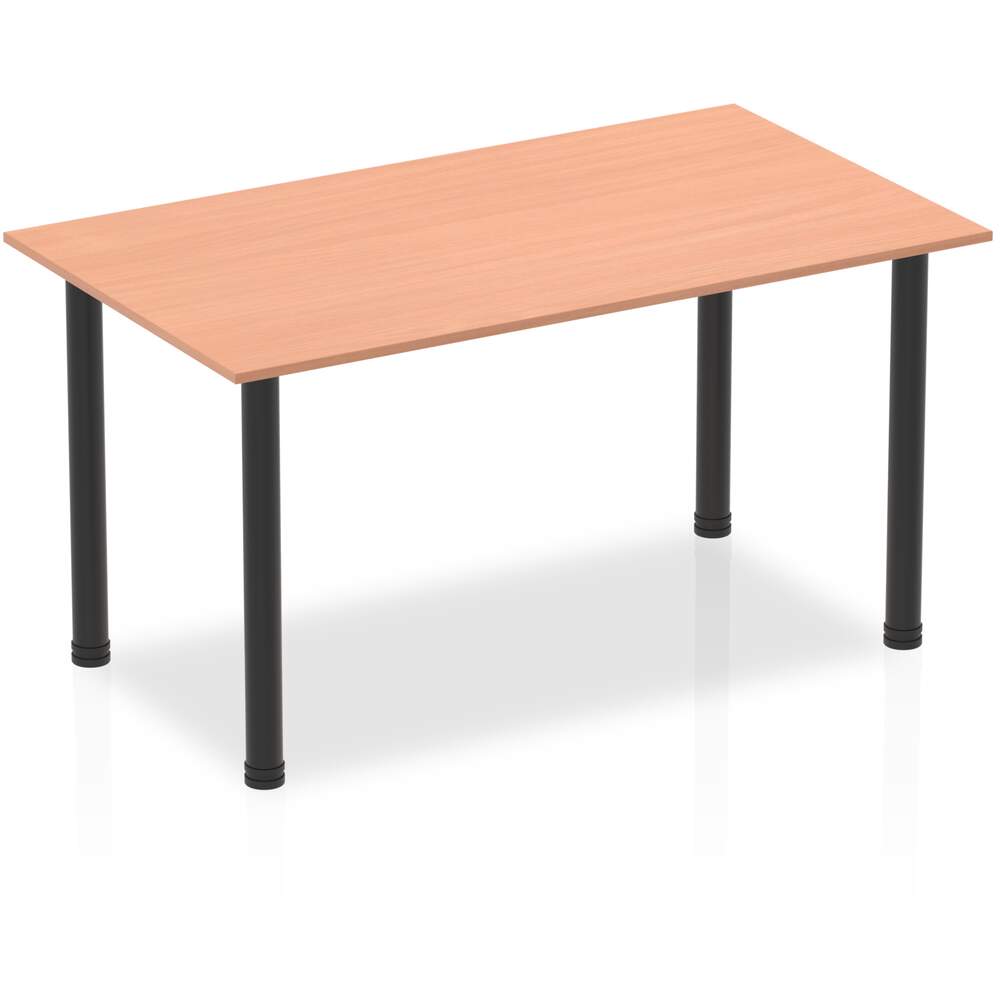 Impulse 1400mm Straight Table Beech Top Black Post Leg