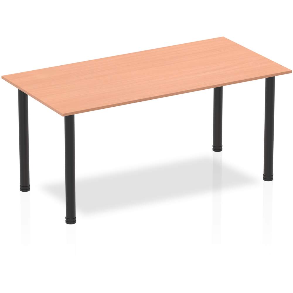 Impulse 1600mm Straight Table Beech Top Black Post Leg