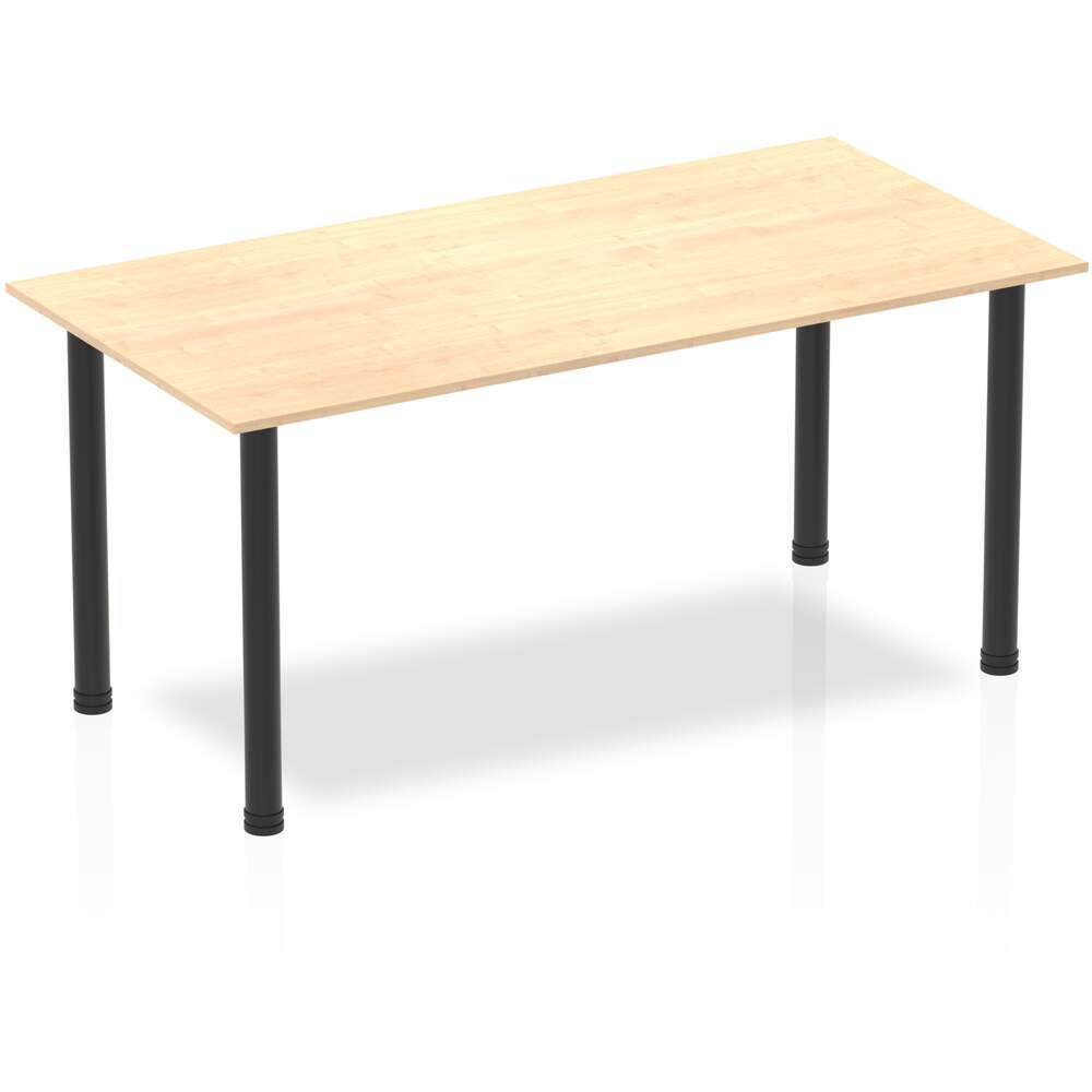 Impulse 1600mm Straight Table Maple Top Black Post Leg