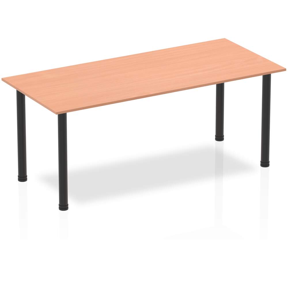 Impulse 1800mm Straight Table Beech Top Black Post Leg