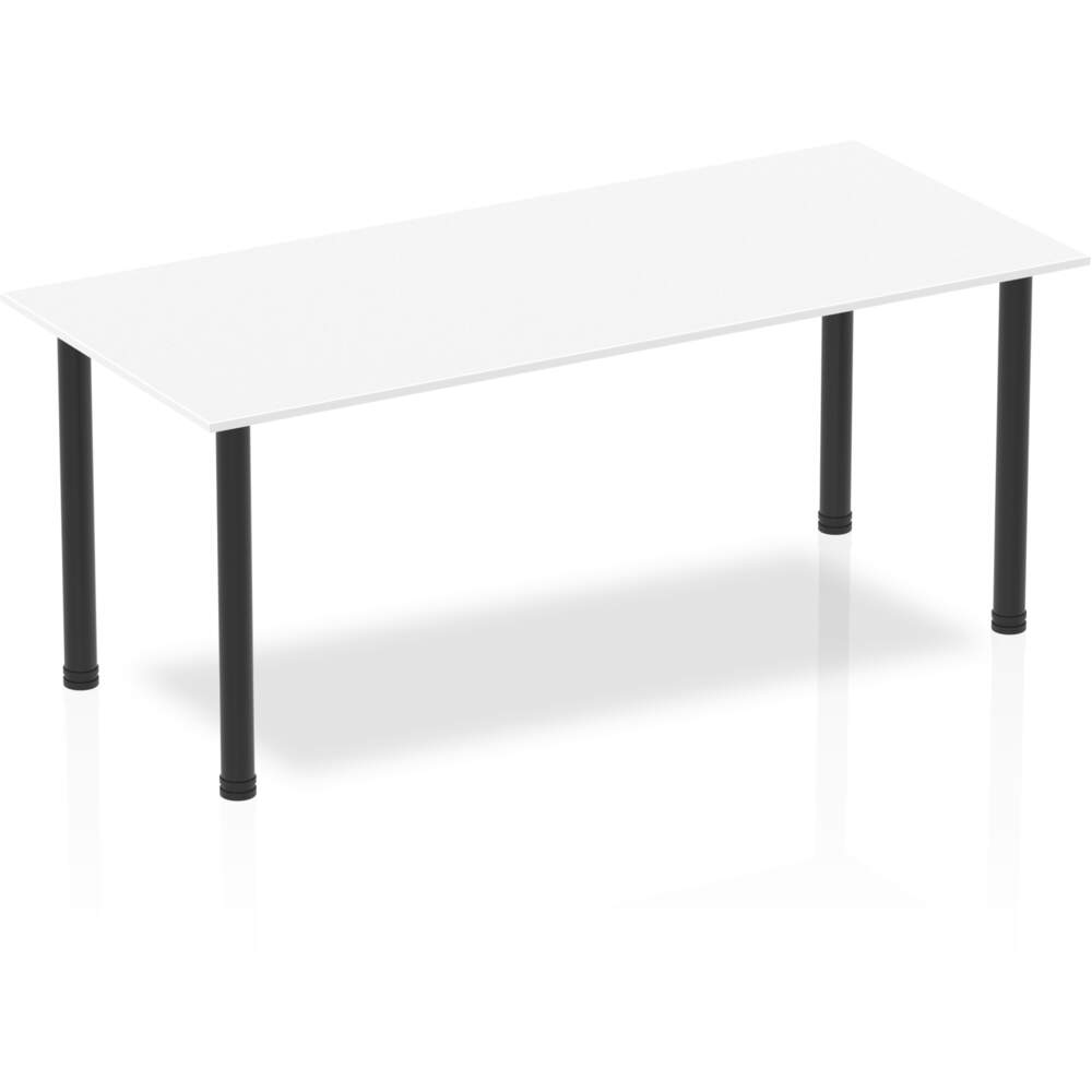 Impulse 1800mm Straight Table White Top Black Post Leg