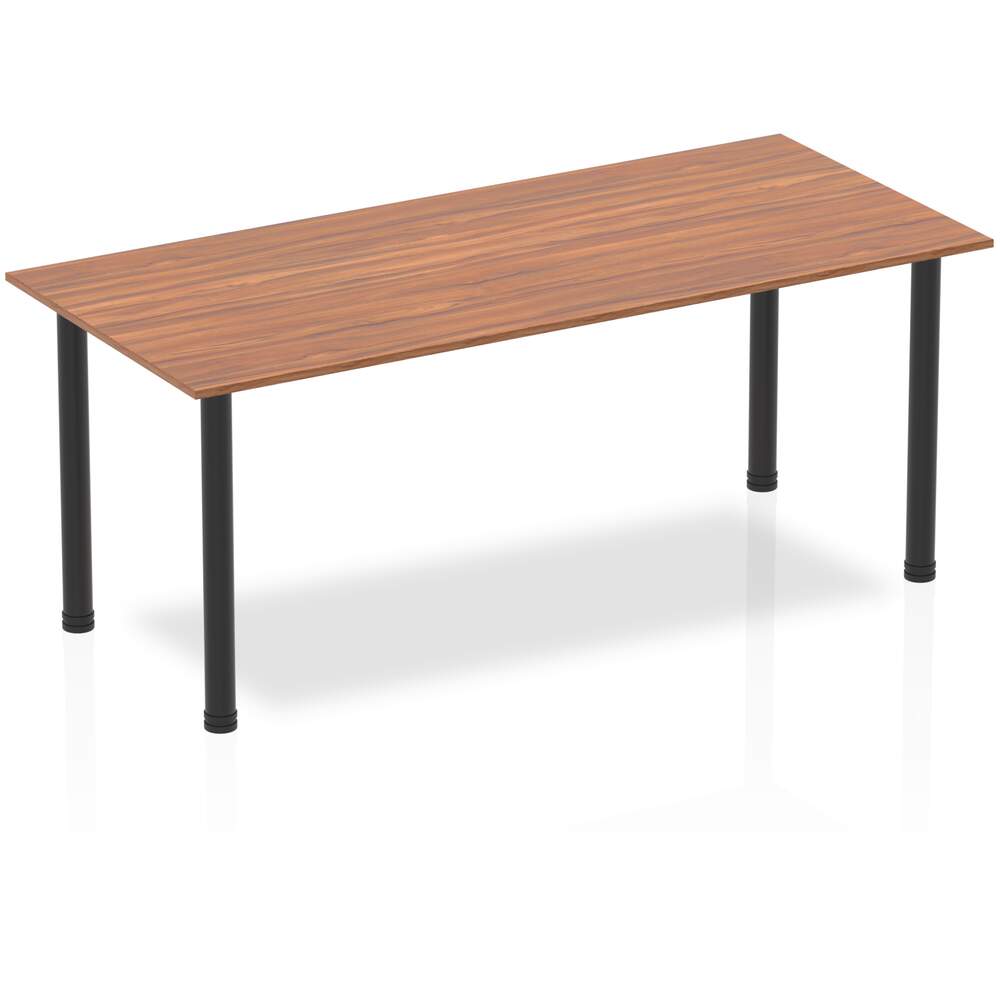 Impulse 1800mm Straight Table Walnut Top Black Post Leg