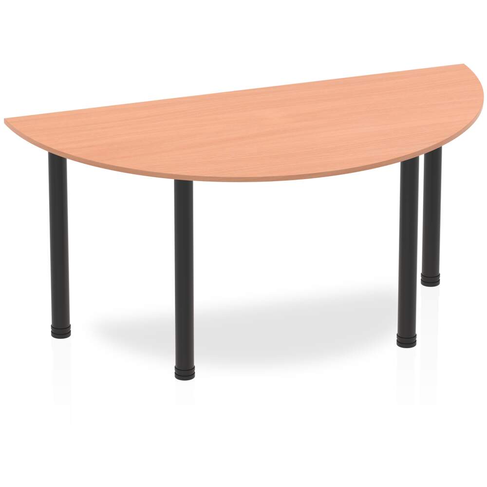 Impulse 1600mm Semi-Circle Table Beech Top Black Post Leg