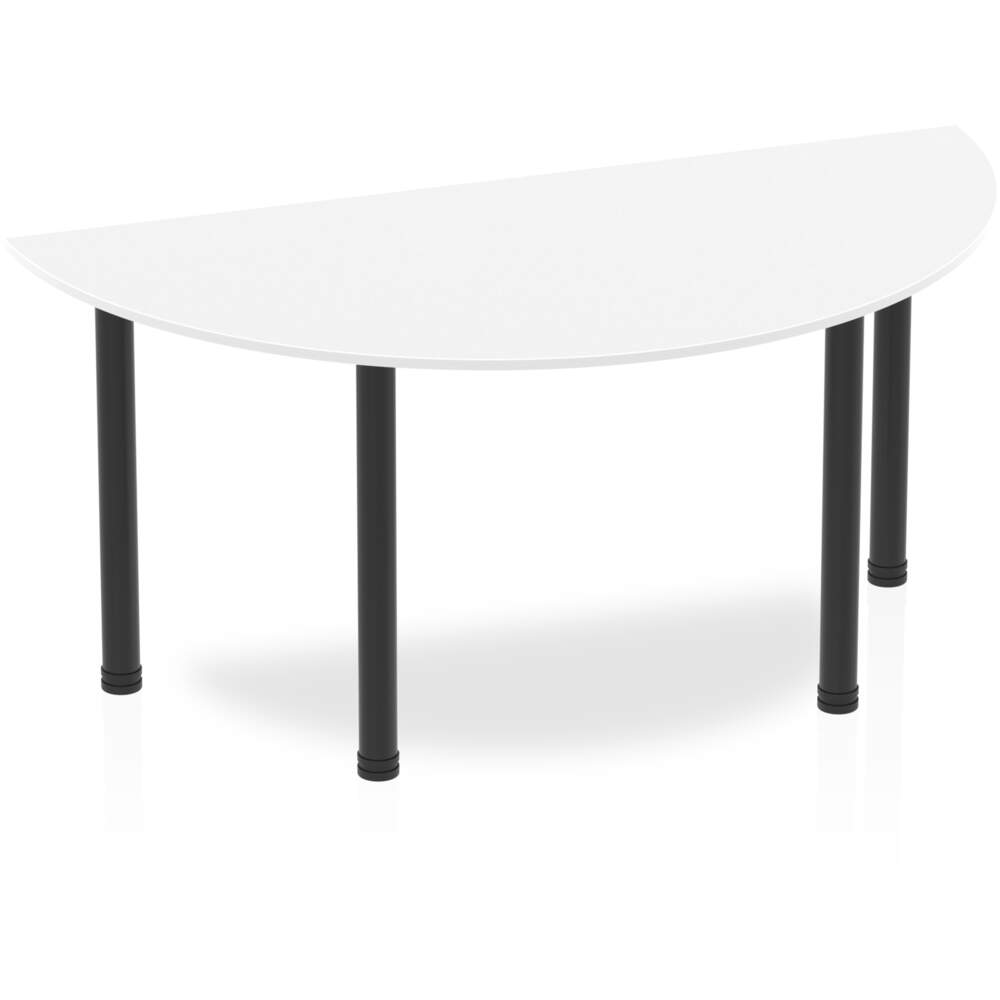 Impulse 1600mm Semi-Circle Table White Top Black Post Leg