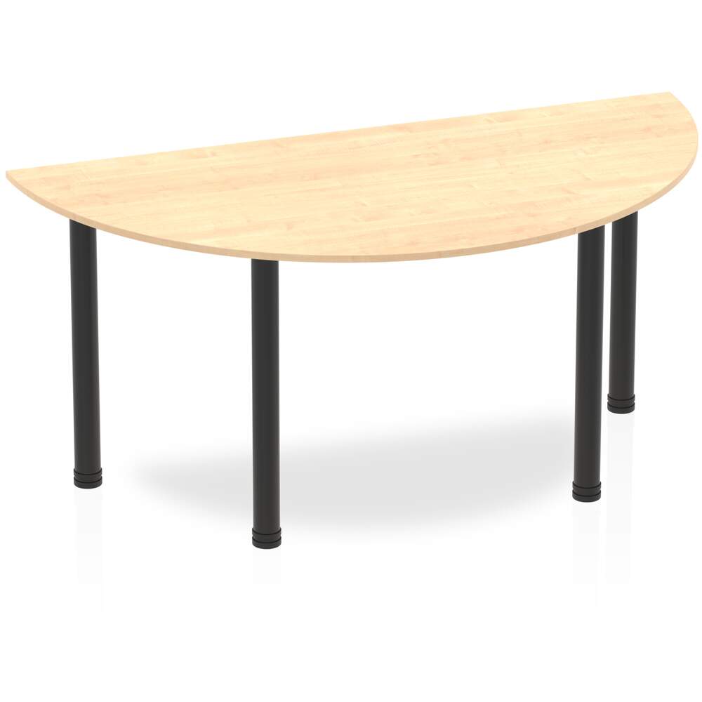 Impulse 1600mm Semi-Circle Table Maple Top Black Post Leg