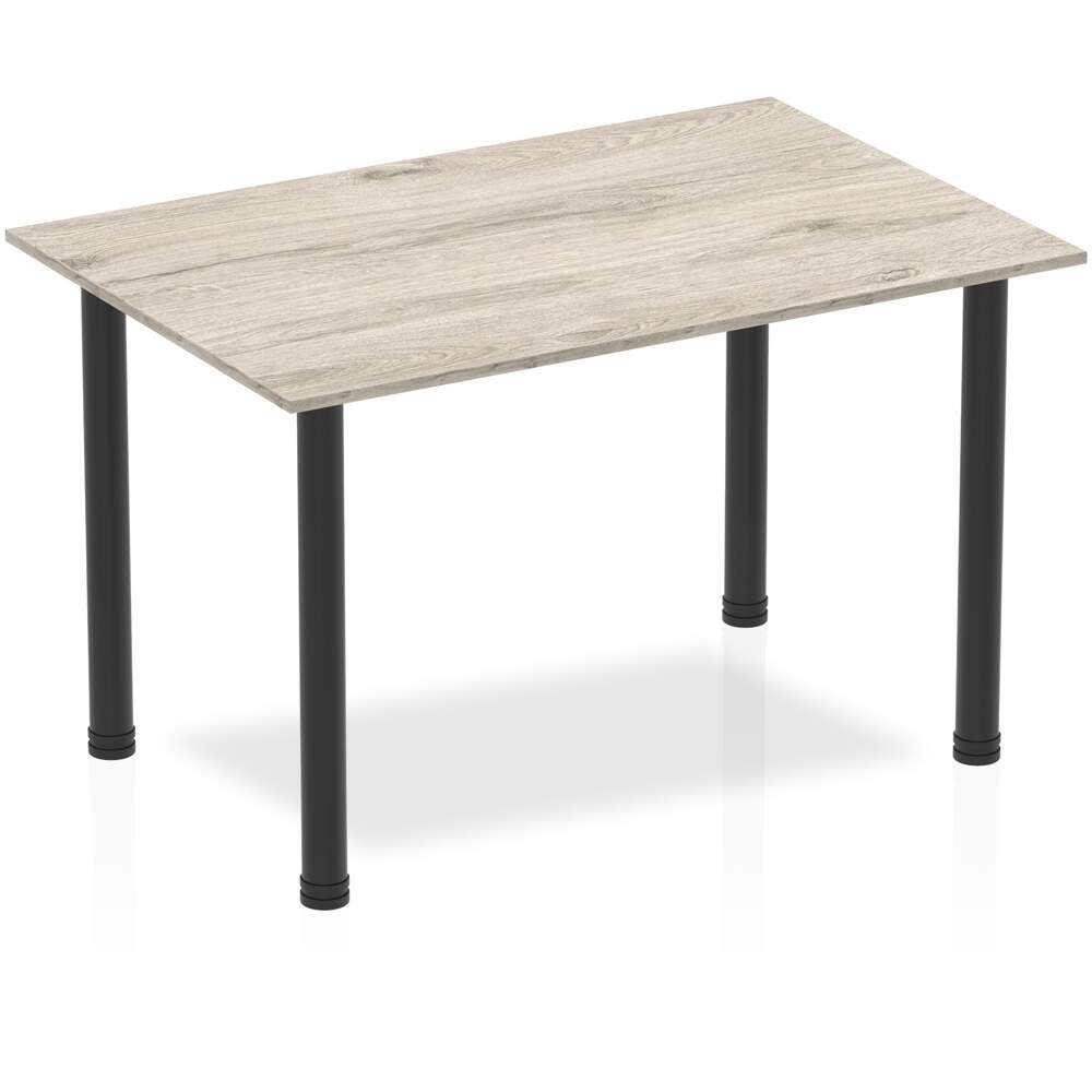 Impulse 1200mm Straight Table Grey Oak Top Black Post Leg