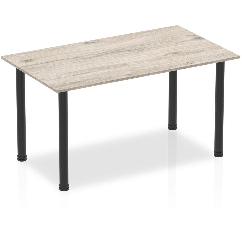 Impulse 1400mm Straight Table Grey Oak Top Black Post Leg