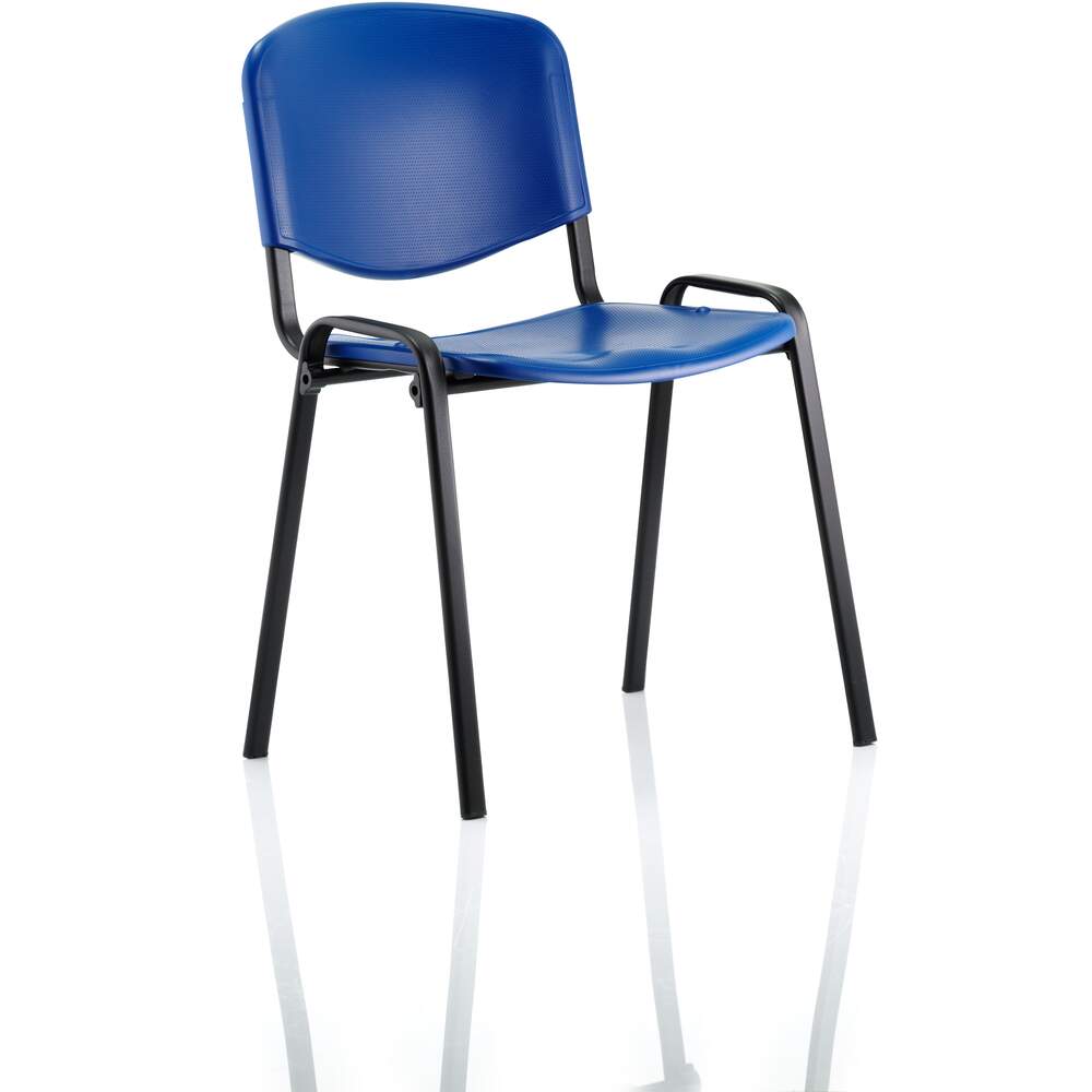 ISO Stacking Chair Blue Poly Black Frame Without Arms