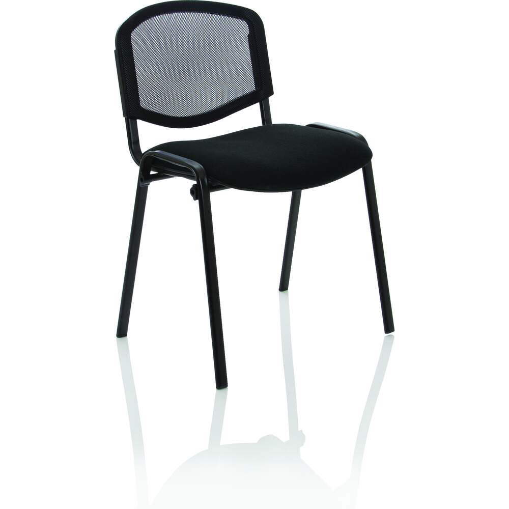 ISO Stacking Chair Mesh Back Black Fabric Black Frame Without Arms