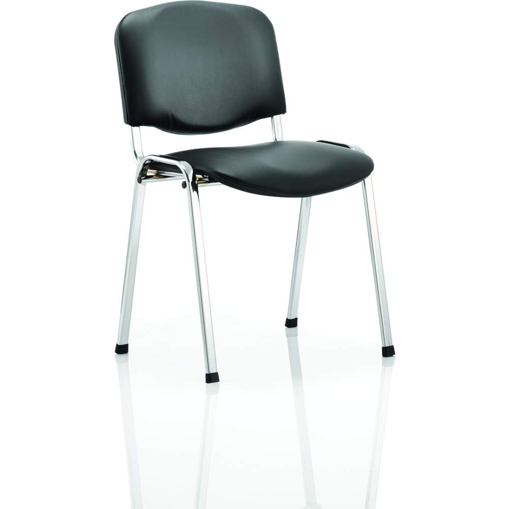 ISO Stacking Chair Black Vinyl Chrome Frame Without Arms