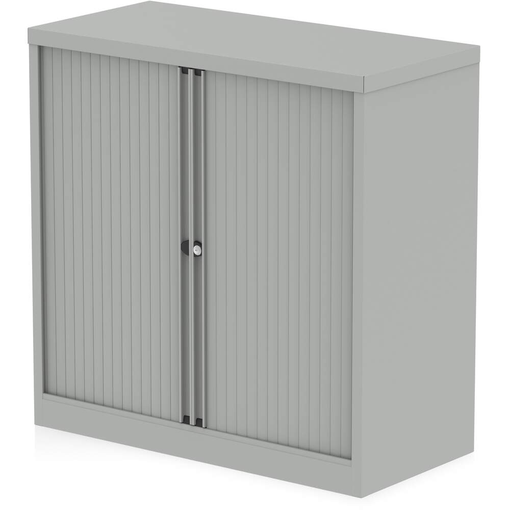 Qube by Bisley 1000mm Side Tambour CupBoard Goose Grey No Shelves
