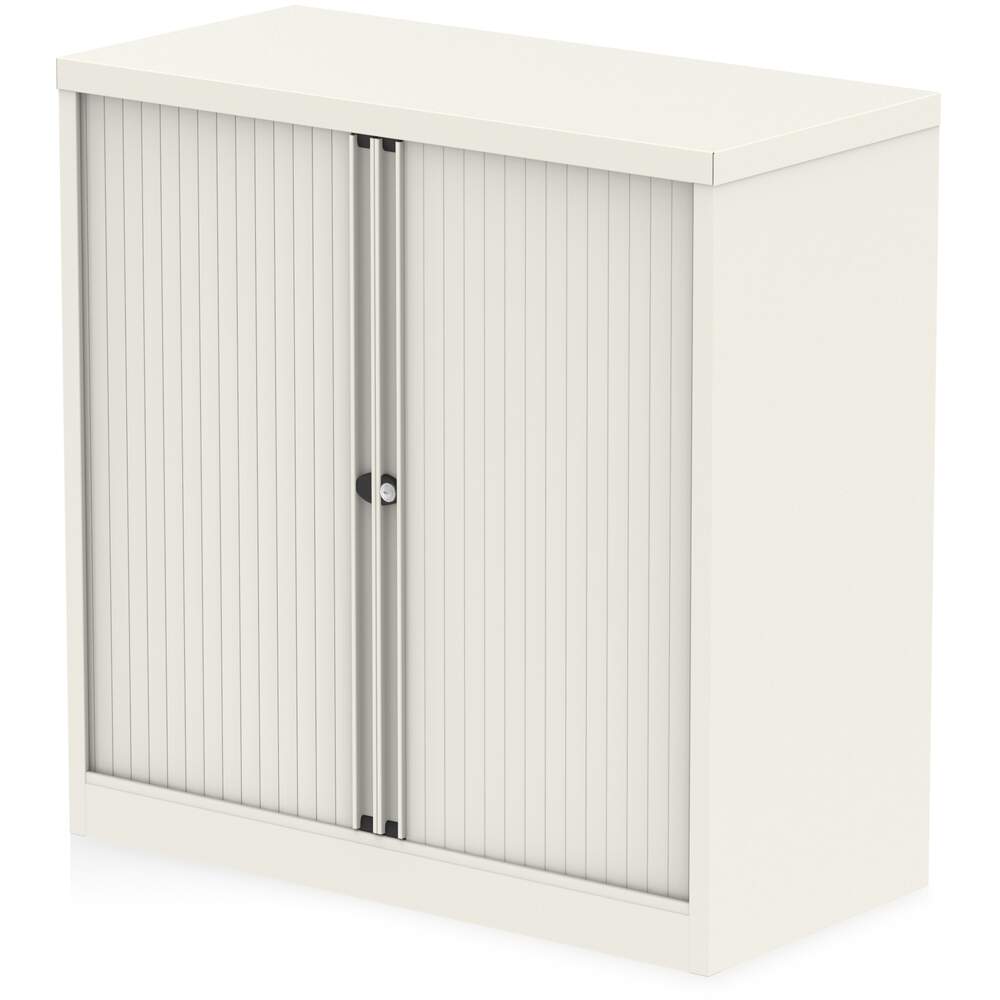 Qube by Bisley 1000mm Side Tambour CupBoard Chalk White No Shelves