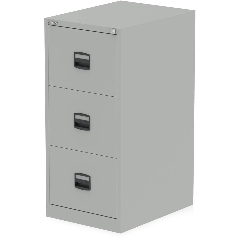 Qube by Bisley 3 Drawer Filing Cabinet Goose Grey