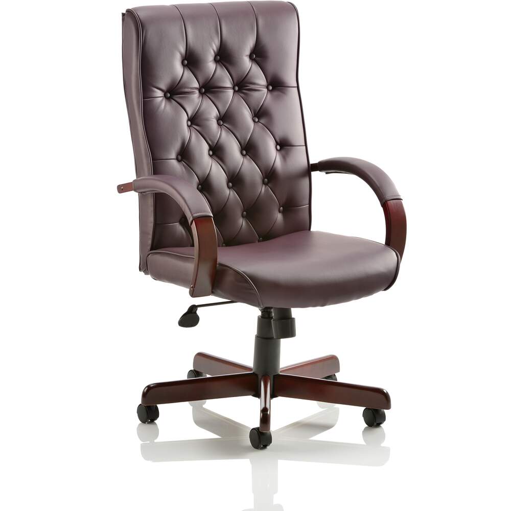 Chesterfield Executive Chair Burgundy Leather With Arms