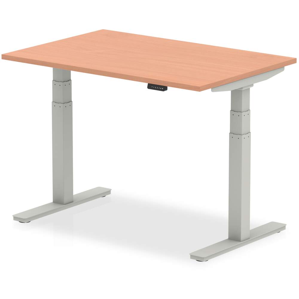 Air 1200 x 800mm Height Adjustable Desk Beech Top Silver Leg